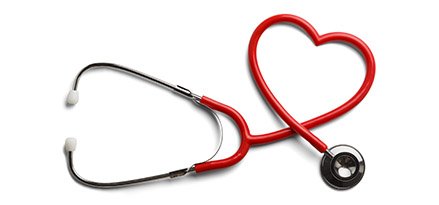 Stethoscope with the cord made into the shape of a heart