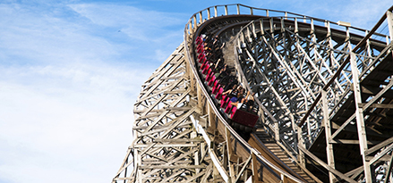 Wooden constructed rollercoaster